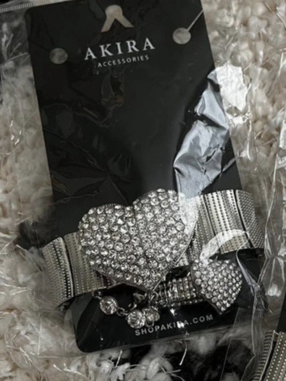 AKIRA Silver Crystal Heart Stretch Bracelet